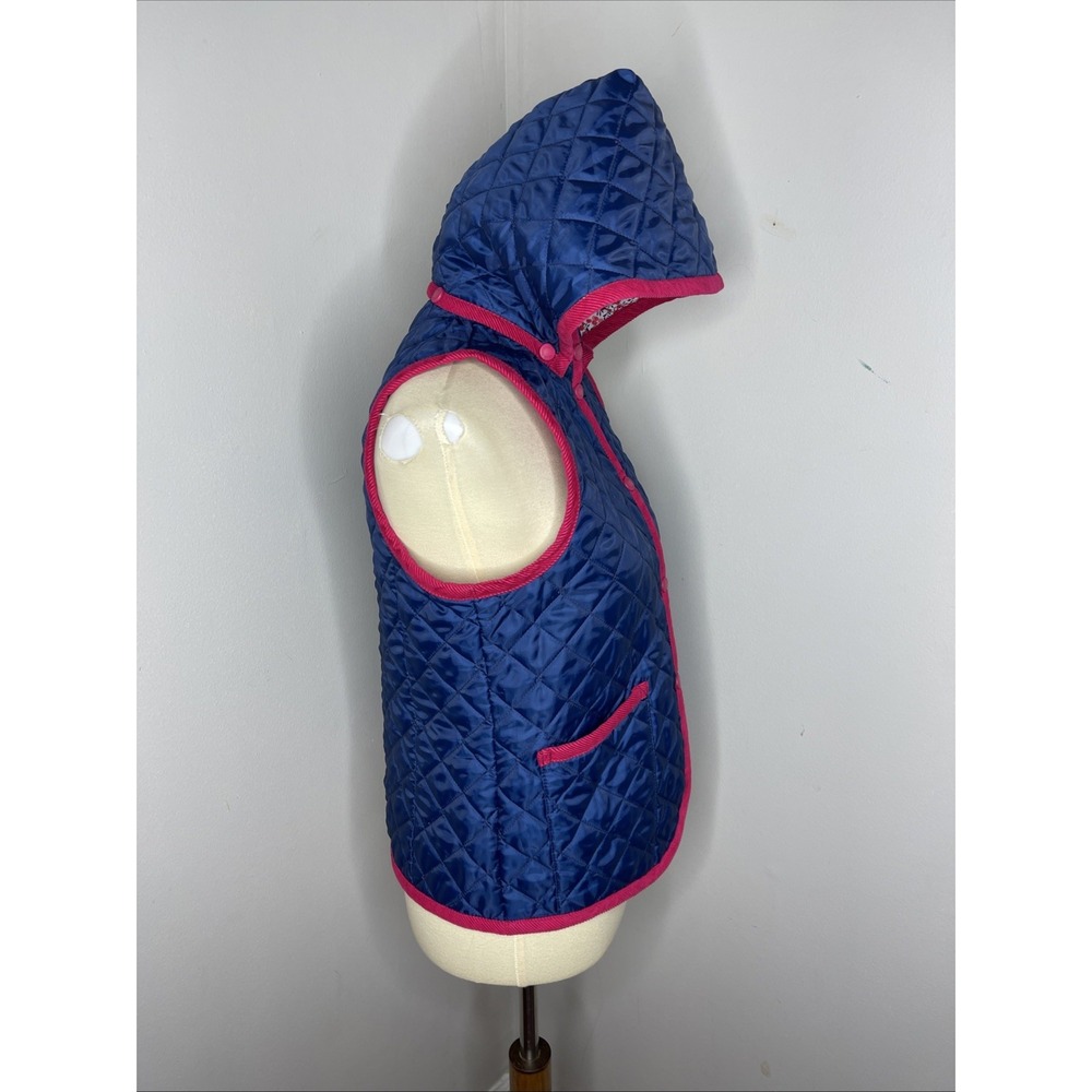 Womens Lavenham Liberty Fabric Blue Quilted Hooded Vest UK‎ 12 US 38 - Picture 4 of 9